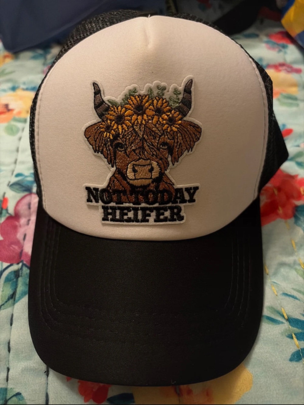 Nope Today Heifer Black & White Trucker Hat